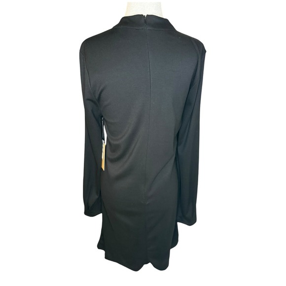 Halogen Black Long Sleeve Mock Neck Knit Dress Modern Minimalist Style Small NWT - Picture 3 of 6